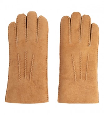 Hackett London Leather gloves Sherling Handstitch brown