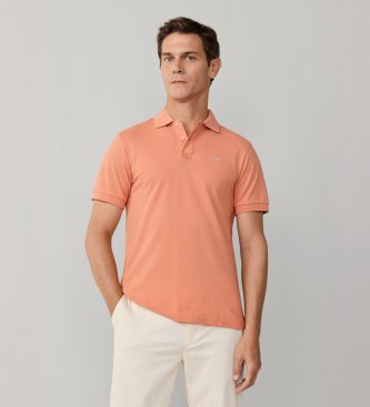 Hackett London Pomarańczowa koszulka polo Slim Fit z logo