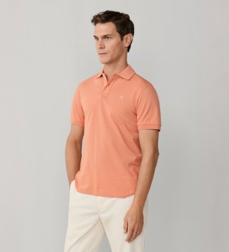 Hackett London Pomarańczowa koszulka polo Slim Fit z logo