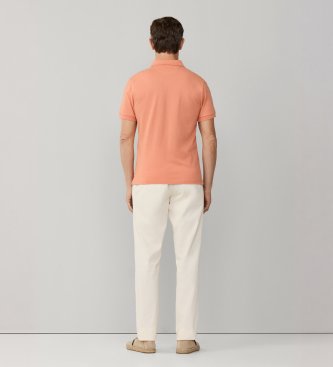 Hackett London Pomarańczowa koszulka polo Slim Fit z logo