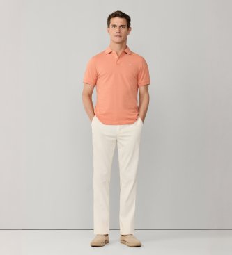 Hackett London Pomarańczowa koszulka polo Slim Fit z logo
