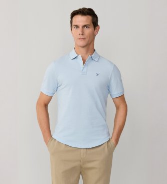 Hackett London Niebieskie polo Slim Fit z logo