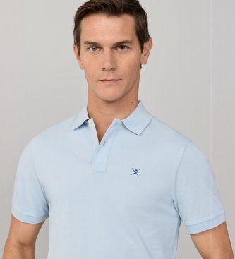 Hackett London Niebieskie polo Slim Fit z logo