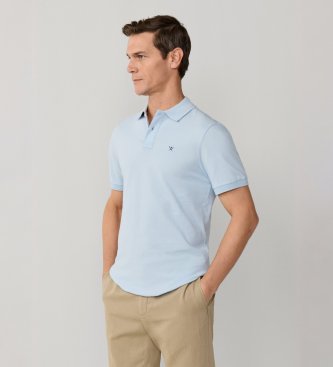 Hackett London Niebieskie polo Slim Fit z logo