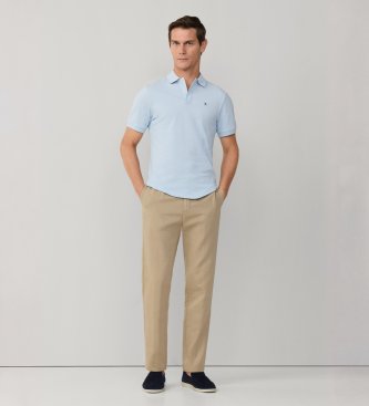 Hackett London Niebieskie polo Slim Fit z logo