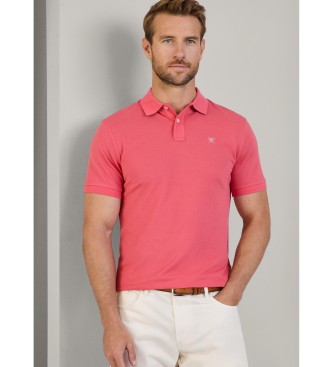 Hackett London Korallenfarbenes Poloshirt mit schmaler Passform