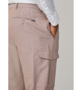 Hackett London Kensington slim fit cargo trousers beige