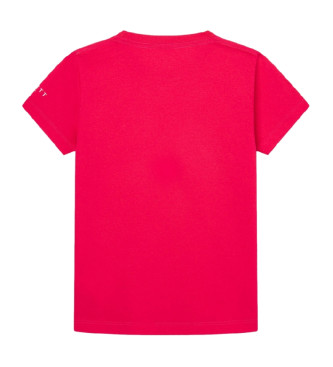 Hackett London T-shirt com logtipo pequeno rosa