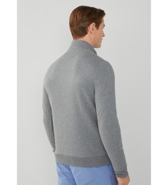 Hackett London Soft Btn Placket pulover sive barve