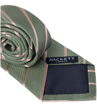Hackett London Krawat w paski zielony