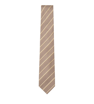 Hackett London Cravate beige  rayures unies