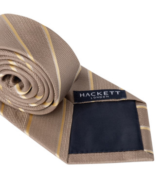 Hackett London Beżowy krawat w prążki