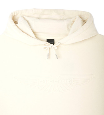 Hackett London Wytłaczana bluza z kapturem w kolorze złamanej bieli