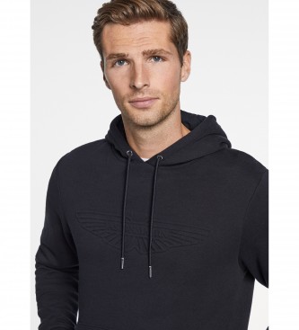 Hackett London Embossed Hooded Sweatshirt black