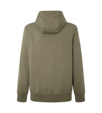 Hackett London Grn sweatshirt med huva och dragkedja