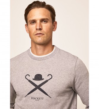 HACKETT Sweatshirt Large Logo Crew gray