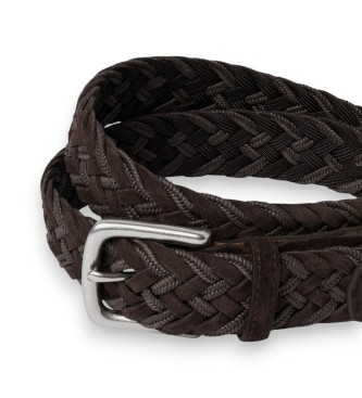 Hackett London Cintur�n de Piel Plait marr�n