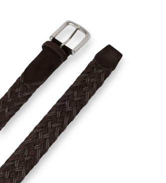 Hackett London Cintur�n de Piel Plait marr�n