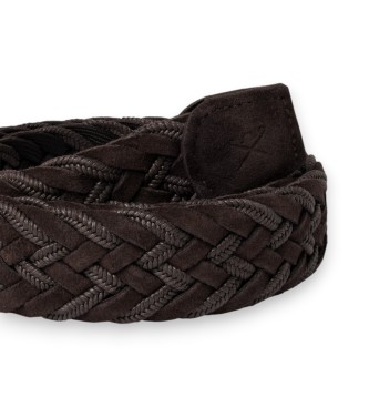 Hackett London Cintur�n de Piel Plait marr�n