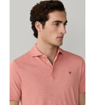 Hackett London Pink linen Swim Rose polo shirt