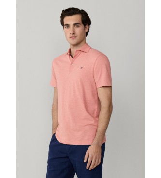 Hackett London Pink linen Swim Rose polo shirt