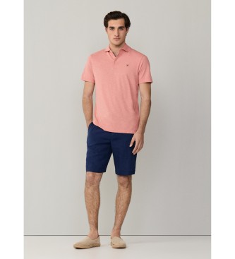 Hackett London Pink linen Swim Rose polo shirt