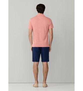 Hackett London Pink linen Swim Rose polo shirt