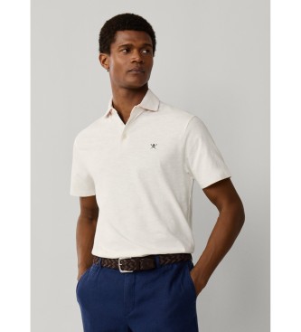 Hackett London Swim Rose white linen polo shirt