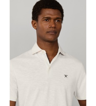 Hackett London Swim Rose white linen polo shirt