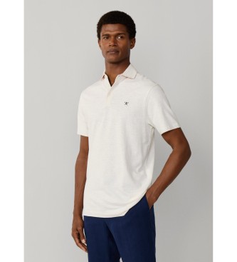 Hackett London Swim Rose white linen polo shirt