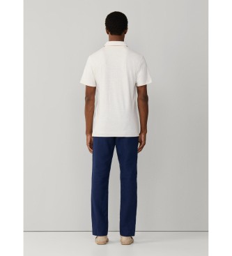 Hackett London Swim Rose white linen polo shirt