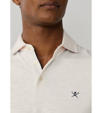Hackett London Swim Rose white linen polo shirt
