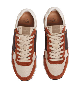 Hackett London Telfor Colors brown leather trainers