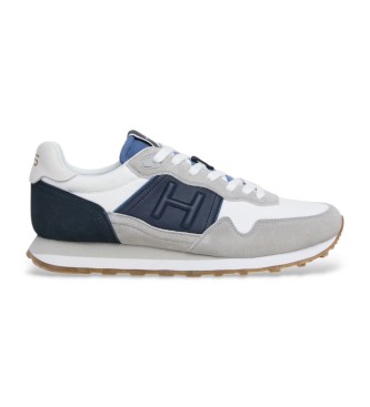 Hackett London Telfor Match Leren Sneakers wit, grijs