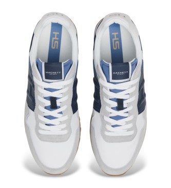 Hackett London Telfor Match Leren Sneakers wit, grijs