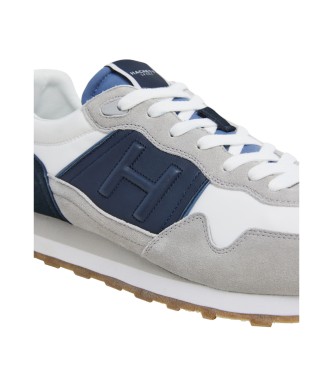 Hackett London Telfor Match Leren Sneakers wit, grijs