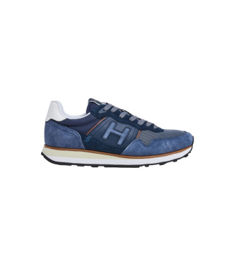 Hackett London Sneakers Telfor Varsity in pelle blu scuro