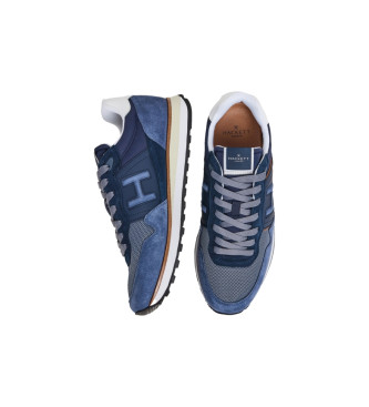 Hackett London Sneakers Telfor Varsity in pelle blu scuro