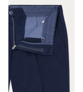 Hackett London Granatowe spodnie tekstylne