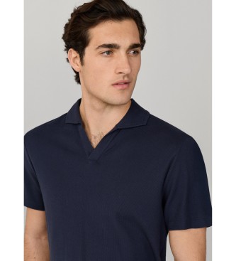 Hackett London Texture Honeycomb navy polo shirt