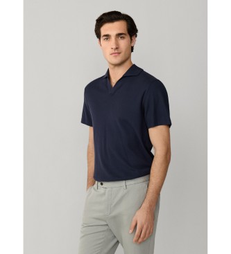 Hackett London Texture Honeycomb navy polo shirt