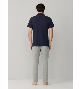 Hackett London Texture Honeycomb navy polo shirt