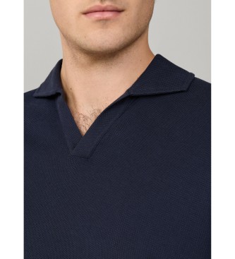 Hackett London Texture Honeycomb navy polo shirt