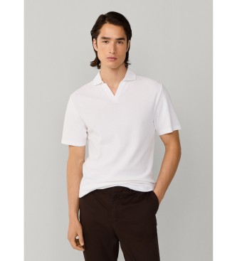 Hackett London Texture Honeycomb polo shirt white