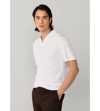Hackett London Texture Honeycomb polo shirt white
