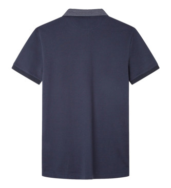 Hackett London Texture Knit navy polo shirt