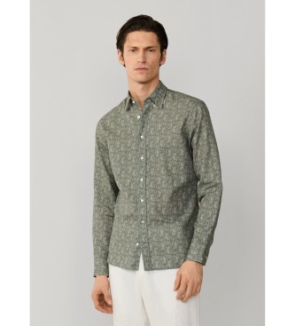 Hackett London Zielona koszulka z nadrukiem tygrysa