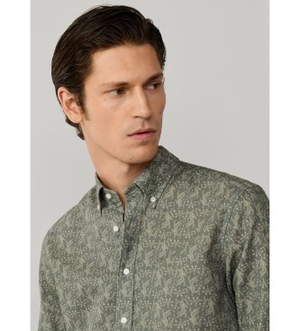 Hackett London Zielona koszulka z nadrukiem tygrysa