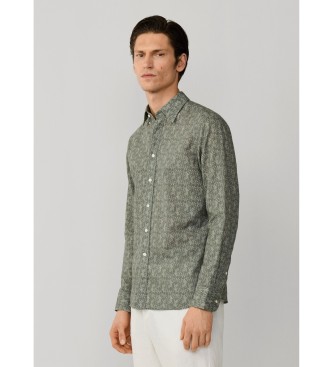 Hackett London Zielona koszulka z nadrukiem tygrysa