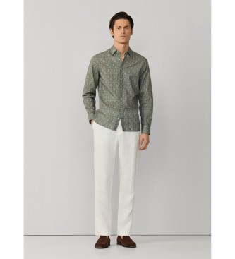 Hackett London Zielona koszulka z nadrukiem tygrysa